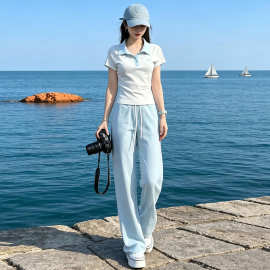 2026新款休闲运动套装女夏减龄穿搭ootd运动穿搭短袖长裤两件套