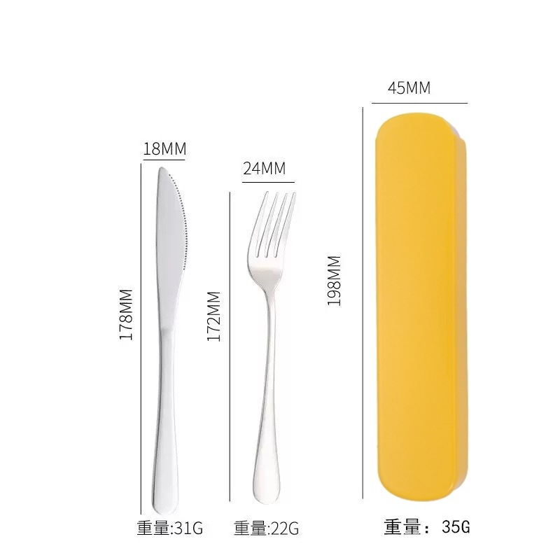 Juego portátil de cubiertos de acero inoxidable, incluye cuchillo, tenedor y cuchara, ideal para estudiantes o camping