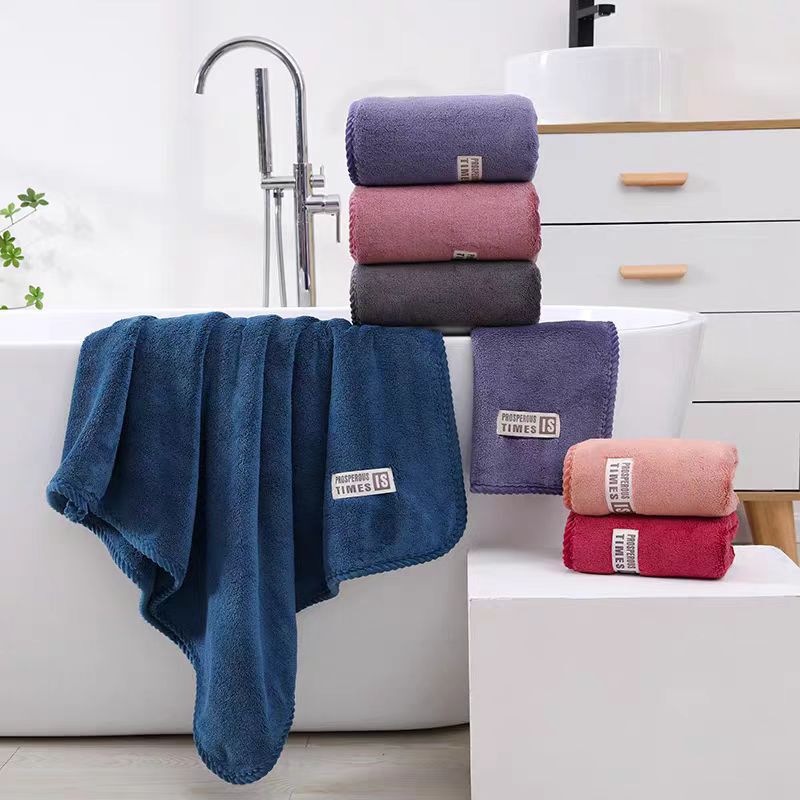 500 Grams/ ㎡ Thickened Bath Towel Coral Velvet Threaded Edge Thickened Absorbent Household Commercial Super Soft Skin-Friendly Factory Wholesale