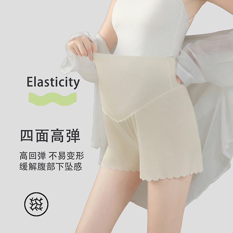 Maternity Pants Safety Pants for Summer Wear during Pregnancy, Anti-Exposure, Thin, High-Waisted, Ice Silk, Loose Bottoming, Large Size, Adjustable
