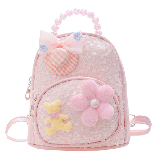 Kindergarten kid backpack, cute baby PU sequined backpack, little princess snack bag, small school bag for outing