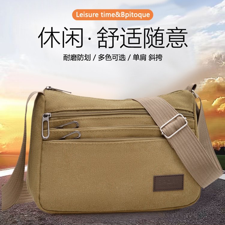 Shoulder Bag, Men's Bag, Crossbody Bag, Men's Portable Bag for Going Out, Men's Multi-Layer Canvas Bag, Construction Site Multi-Functional Backpack