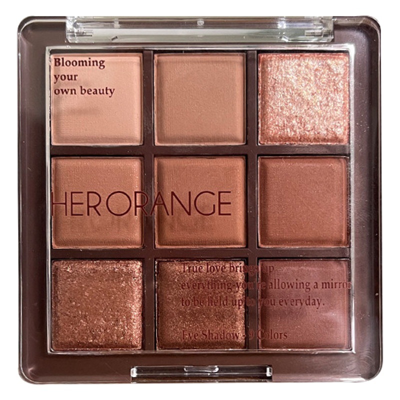 Herorange Nine-Color Chocolate Eye Shadow Palette Pearlescent Matte Large Sequin Fine Glitter Earth Eye Shadow Affordable Makeup