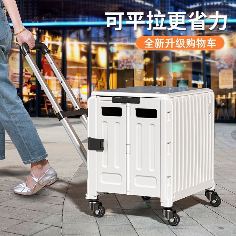 Folding Shopping Cart for Groceries, Home Use, Portable Lightweight Trolley for Picking up Packages