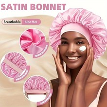 跨境热卖欧美经典成人纯色浴帽时尚缎面宽边睡帽女士舒适跨境代发