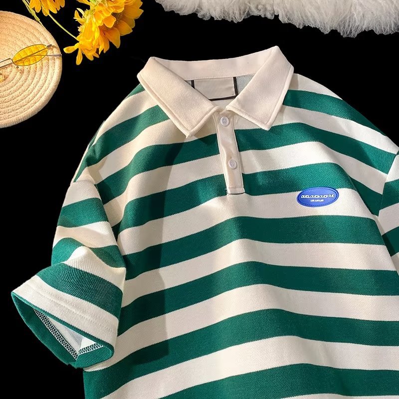 Camiseta de verano solapa polo de manga corta marca de moda masculina estilo coreano delgado tendencia 2024 nueva camiseta de todo fósforo