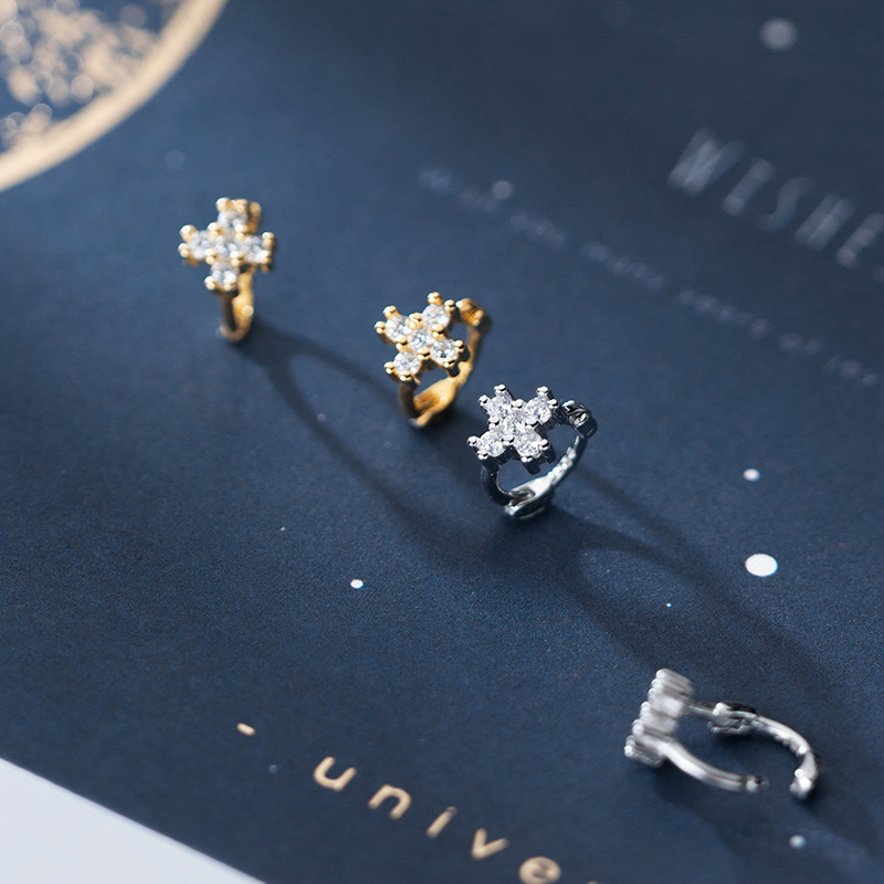 Eloch s925 plata cruz pendientes femeninas coreanas temperamento diamantes adornos de orejas personales dulces damas G7062