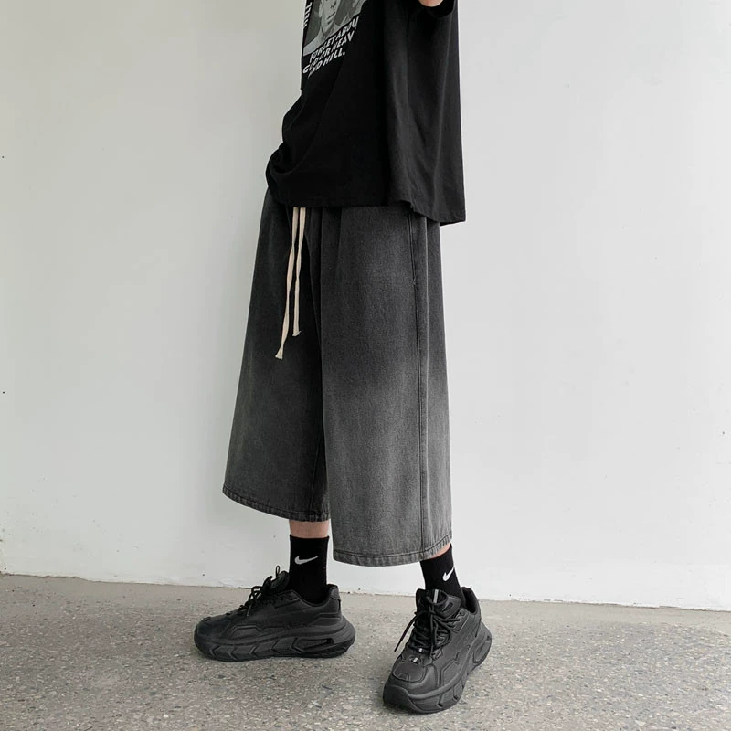 Tide, denim trousers, gradient, loose straight fit, oversize