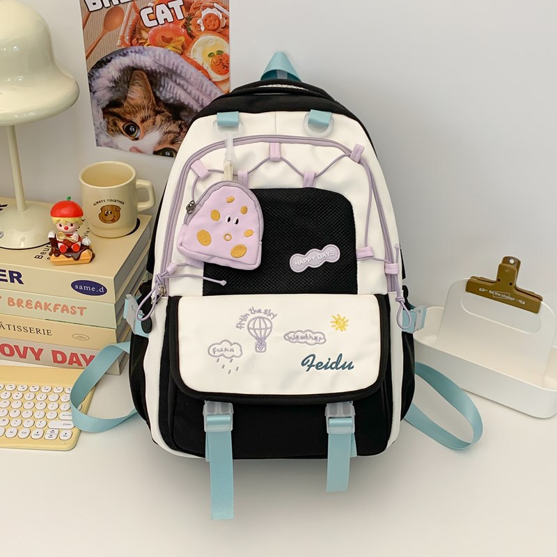 Mochila de estudiante de secundaria de alto valor, color de contraste, hermosa mochila nueva y versátil, mochila de estilo universitario de gran capacidad