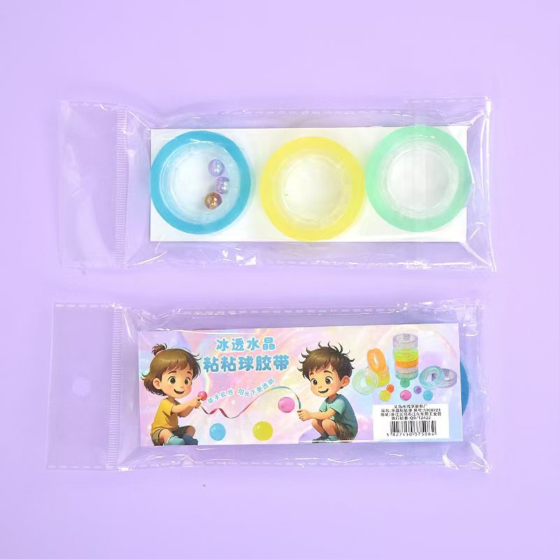 Permeable al hielo cristal color bola adhesiva diang dibujo a mano desnuda 6 color conjunto de cinta adhesiva de bola de goma DIY desprimir bola adhesiva