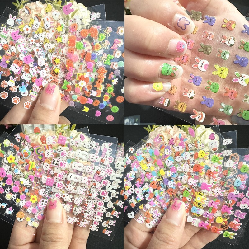 Children's cute cartoon nail stickers Princess baby waterproof nail decals kids toy bunny nail stickers