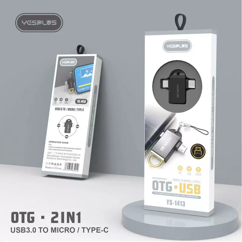 YESPLUS YS-1413 2-в-1 OTG адаптер TYPE-C+MICRO на USB 3.0