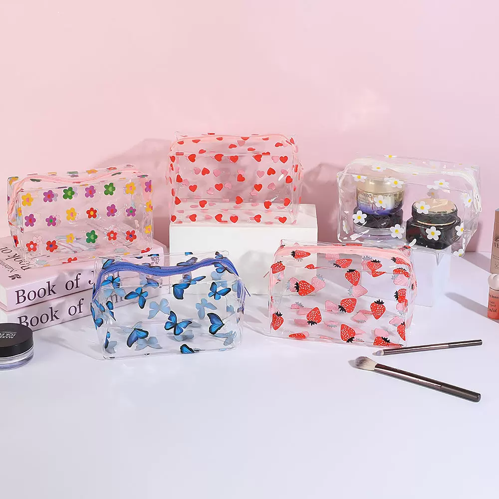 透明PVC化妆包大容量防水环保化妆包便携式旅行收纳包蝴蝶洗漱包