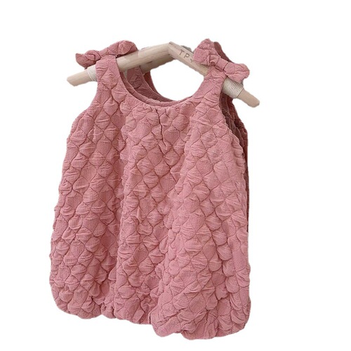 Girls and children's suspender skirt  summer new Korean style fluffy group waffle princess style dress 95076