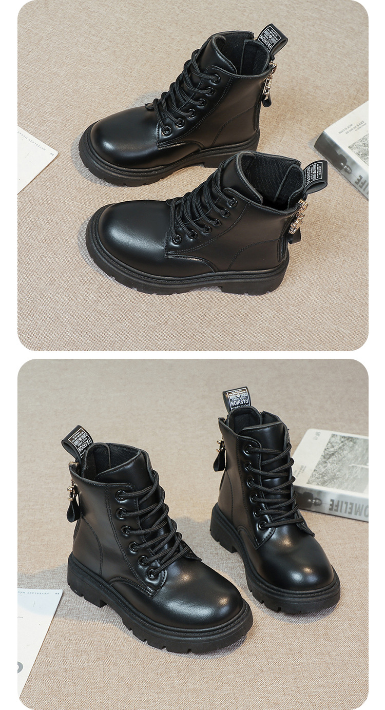 2024 Autumn/Winter New Children's Martin Single Boys' Velvet Short Warm Girls' Soft Bottom Leather Boots_voghion.com