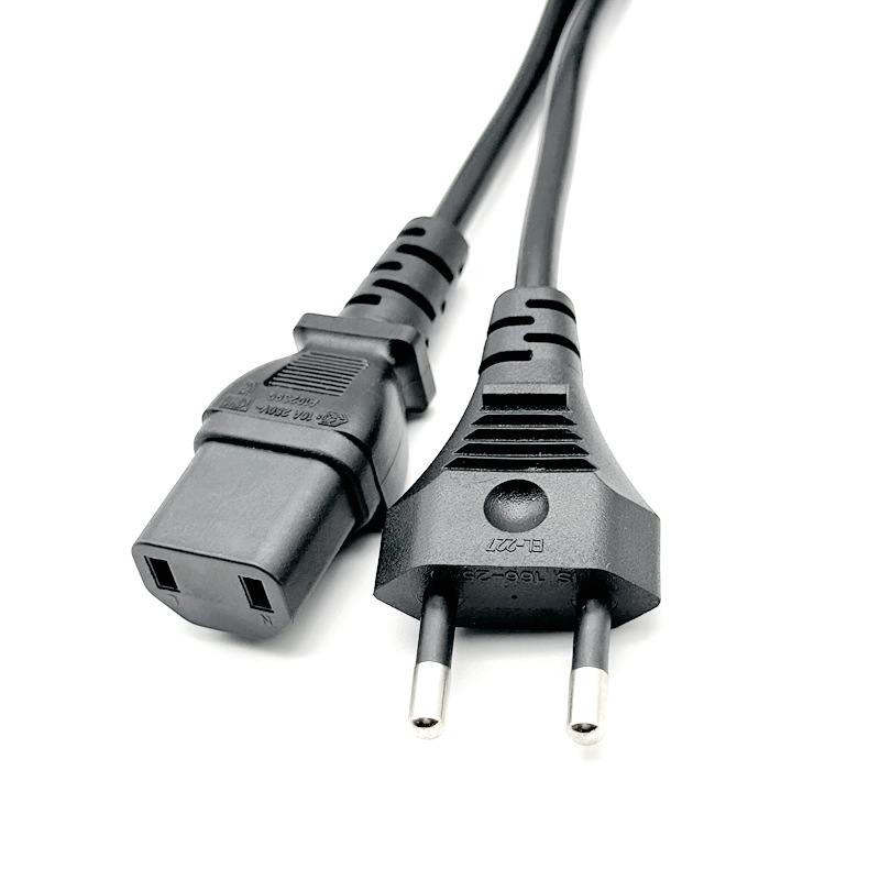 泰标两孔品字尾C17 TISI泰规泰式泰国两二插8字尾音响台灯电源线