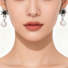 韩国新款雪绒花耳钉女欧美复古镶钻耳饰高级感小众饰品潮配饰秋冬