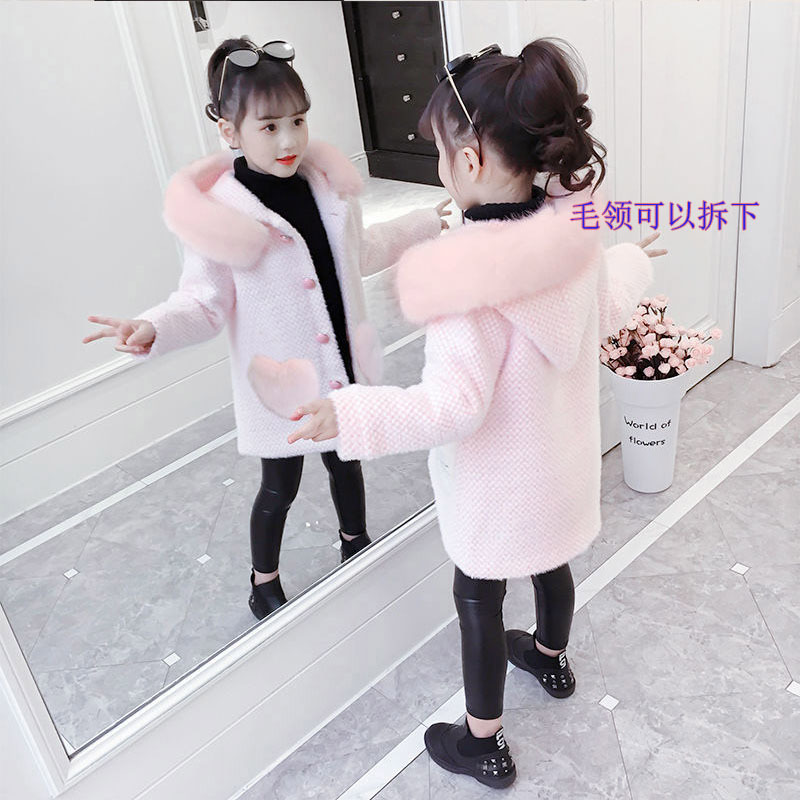 Pink models with hairy collar can be removed, cotton -grain is thicker