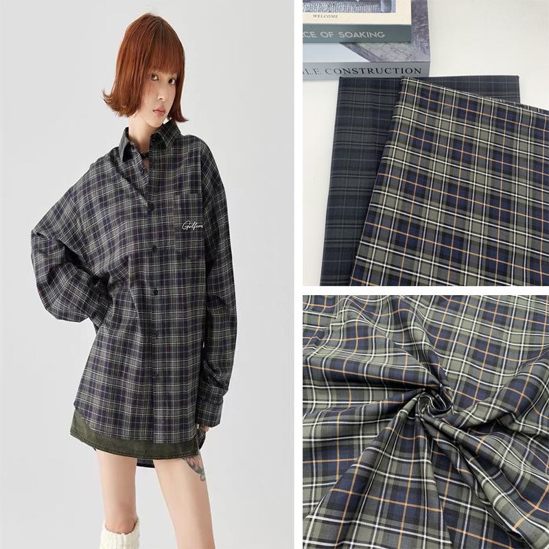 现货全棉高密平纹格子布 miu系男女装衬衫外套连衣裙格子面料