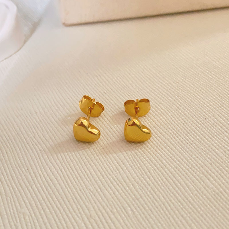Women's Gender 1 Pair Simple Style Heart Shape Titanium Steel Earrings
