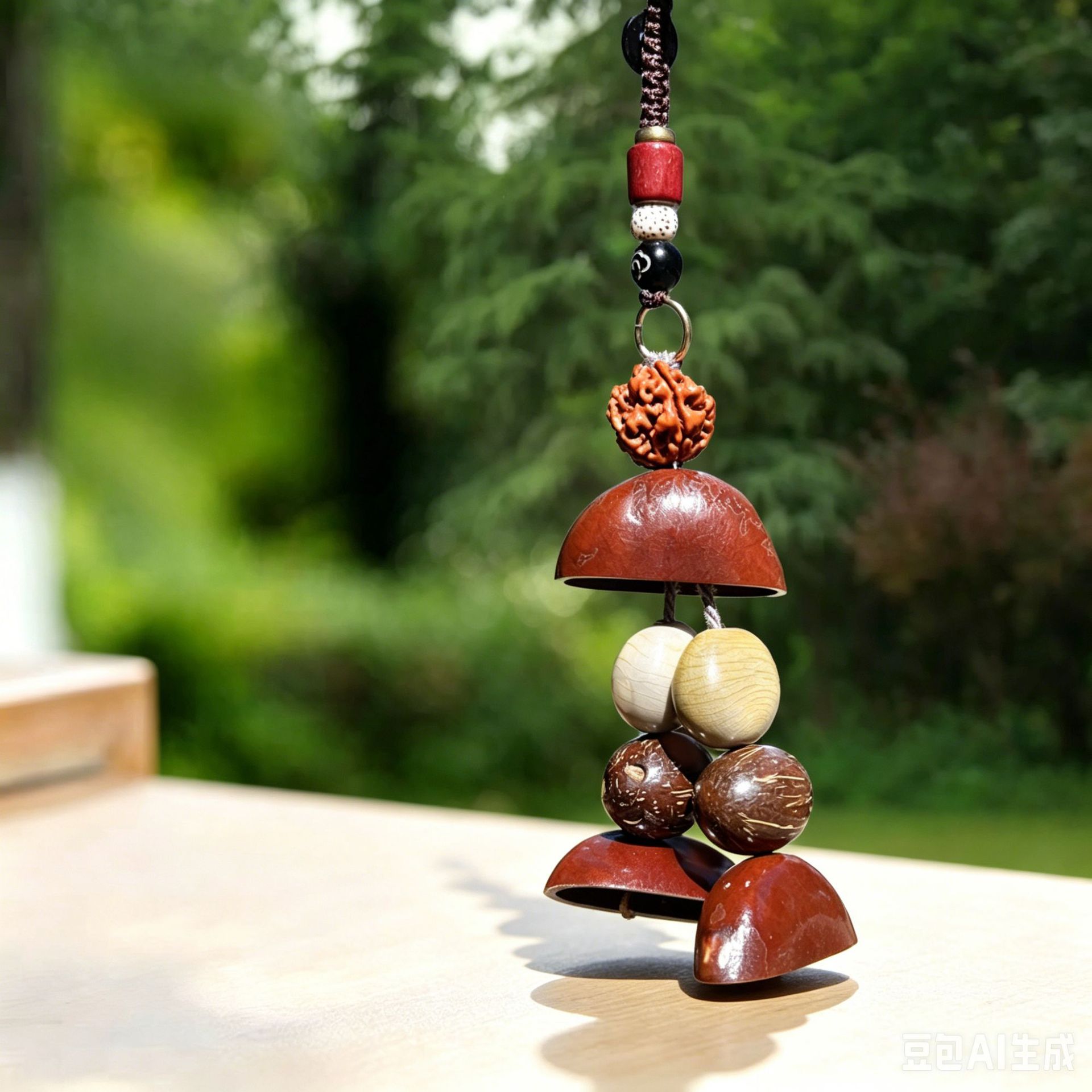 Forest-style natural fruit shell wind chime bag pendant, healing handmade finished product, car-mounted rattle, calming hanging ornament