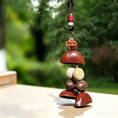 Forest-style natural fruit shell wind chime bag pendant, healing handmade finished product, car-mounted rattle, calming hanging ornament (Car hanging) - as-one