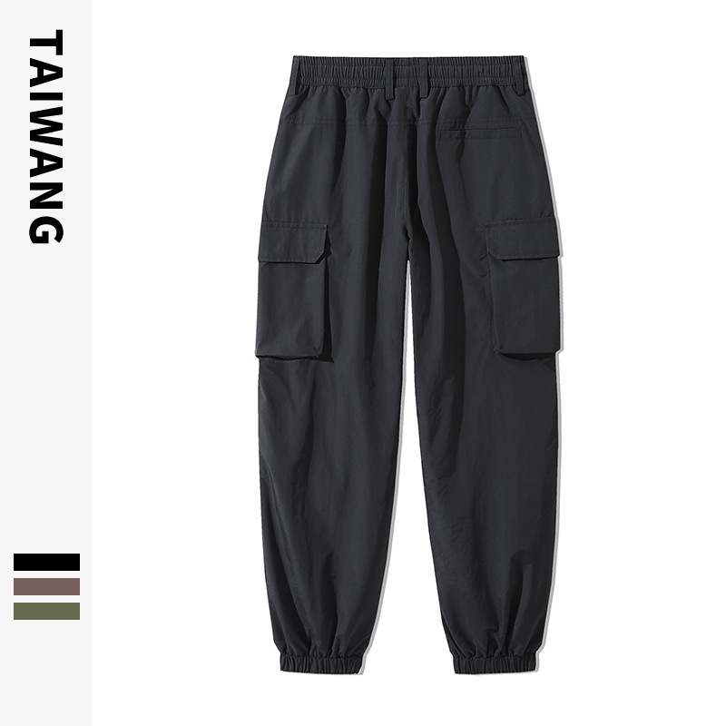 Men's Clothing Waterproof Casual Pants Loose Multi Pocket All match Cuffed Trousers_voghion.com