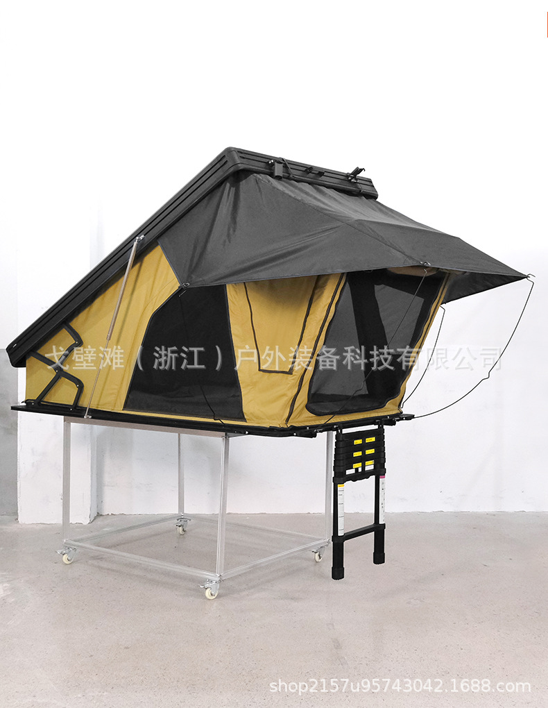 Triangular Elevated Roof Tent, Car-Mounted Tent, Outdoor Folding Aluminum Alloy Hard-Top Tent for Suv and Sedan, Factory Direct Wholesale