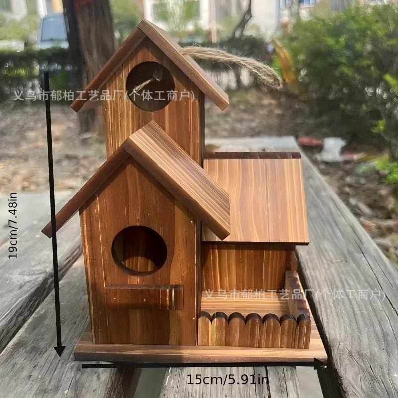 デザイン無垢材鳥の巣 3 ルーム屋外吊り木の餌箱ペット繁殖木製ハウス木製装飾ペンダント|undefined