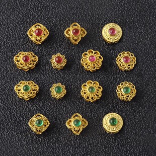18K Gold Ancient Gold Four-Leaf Clover Flower Ruyi Cut Out Separated Beads Back Cloud DIY Bracelet Necklace Bead Material Accessories