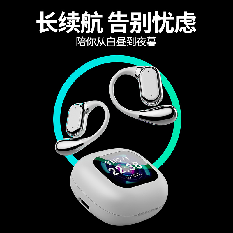 Cuatro fronteras touch LCD color auriculares Bluetooth Q18 llamadas de reducción de ruido ENC auriculares deportivos no en los oídos