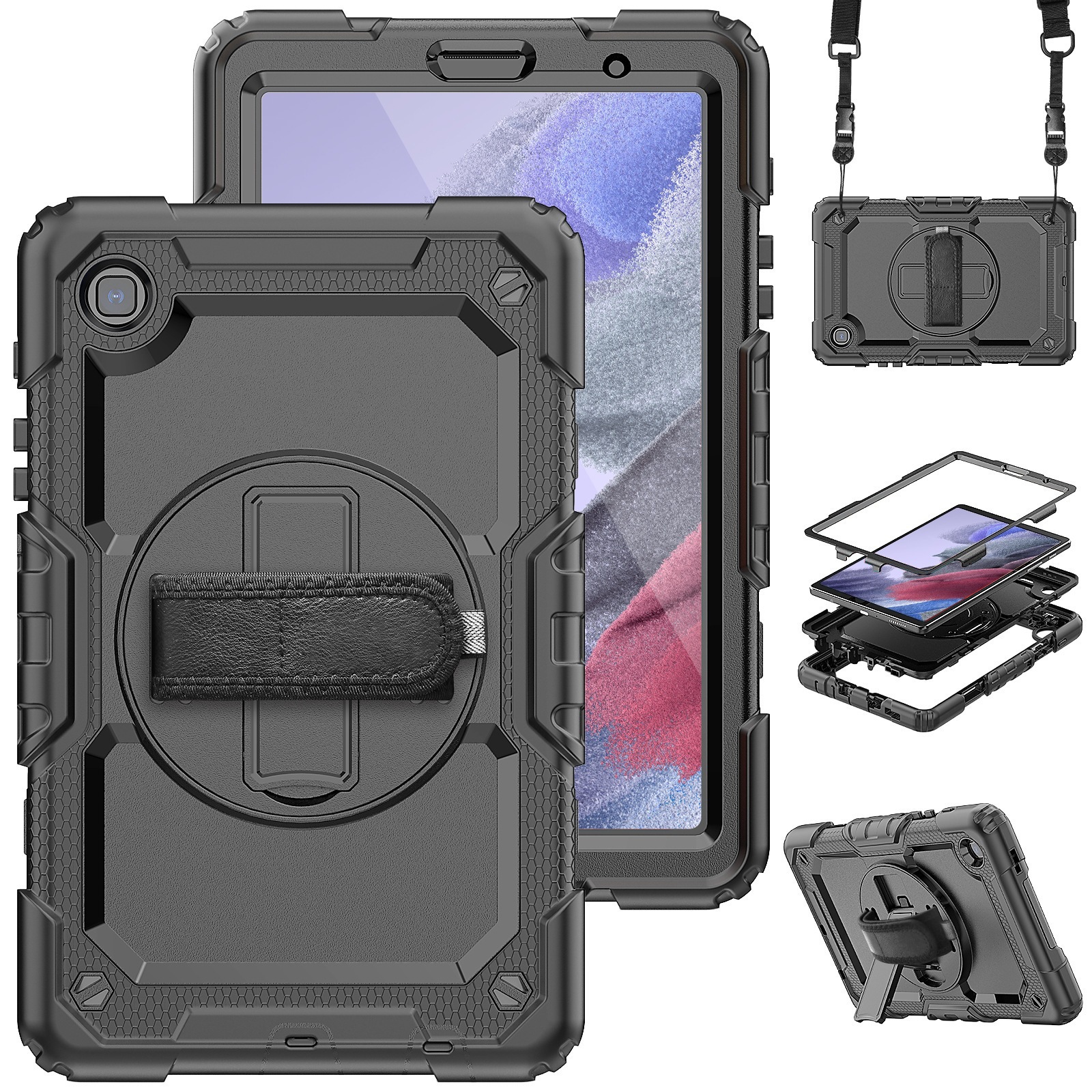 Popular Samsung Tab A7 Lite Tablet Protective Case 8.7inch T220 Contrasting Color Bracket T225 Three-Proof Protective Case