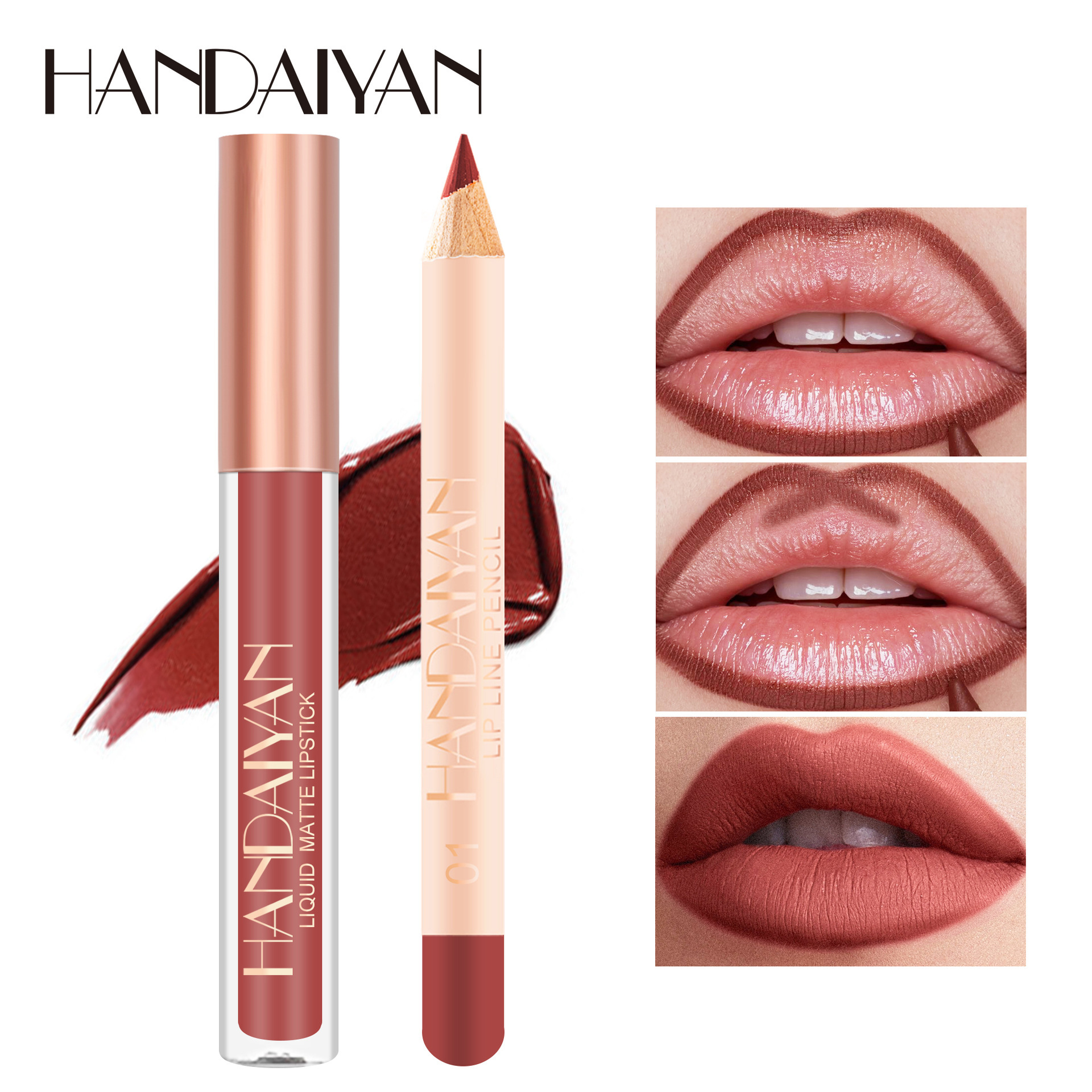 Cross-border Lip Liner Set HANDAIYAN Waterproof Silk Glass Lip Liner Set image 3