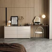 主卧意式极简梳妆台斗柜一体卧室简约现代化妆桌床尾柜收纳柜实木