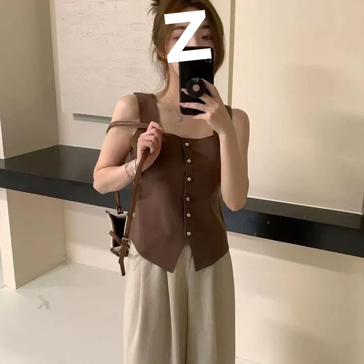 法式小香方领针织马甲2025年夏季设计感小众短款上衣无袖背心气质|undefined