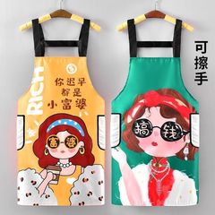 防水防油かわいいかわいい裕福な女性が腰を囲んでキッチン料理をしている家庭ミルクティーカフェでエプロンを使うことができます