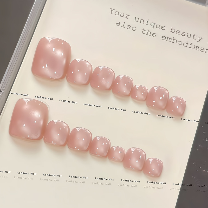 Summer Toenail Ice Crystal Pink Cat Eye Toenail Tips with an Instagram-Worthy High-End Vibe