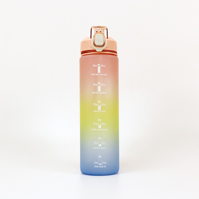 Amazon 1000ml chorro de arena gradiente de agua taza conveniente transfronteriza deportes hervidor Arco Iris taza gran capacidad espacio taza