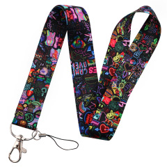 Neon light cool phone strap ID card case tag key chain cord necklace strap polyester new woven strap