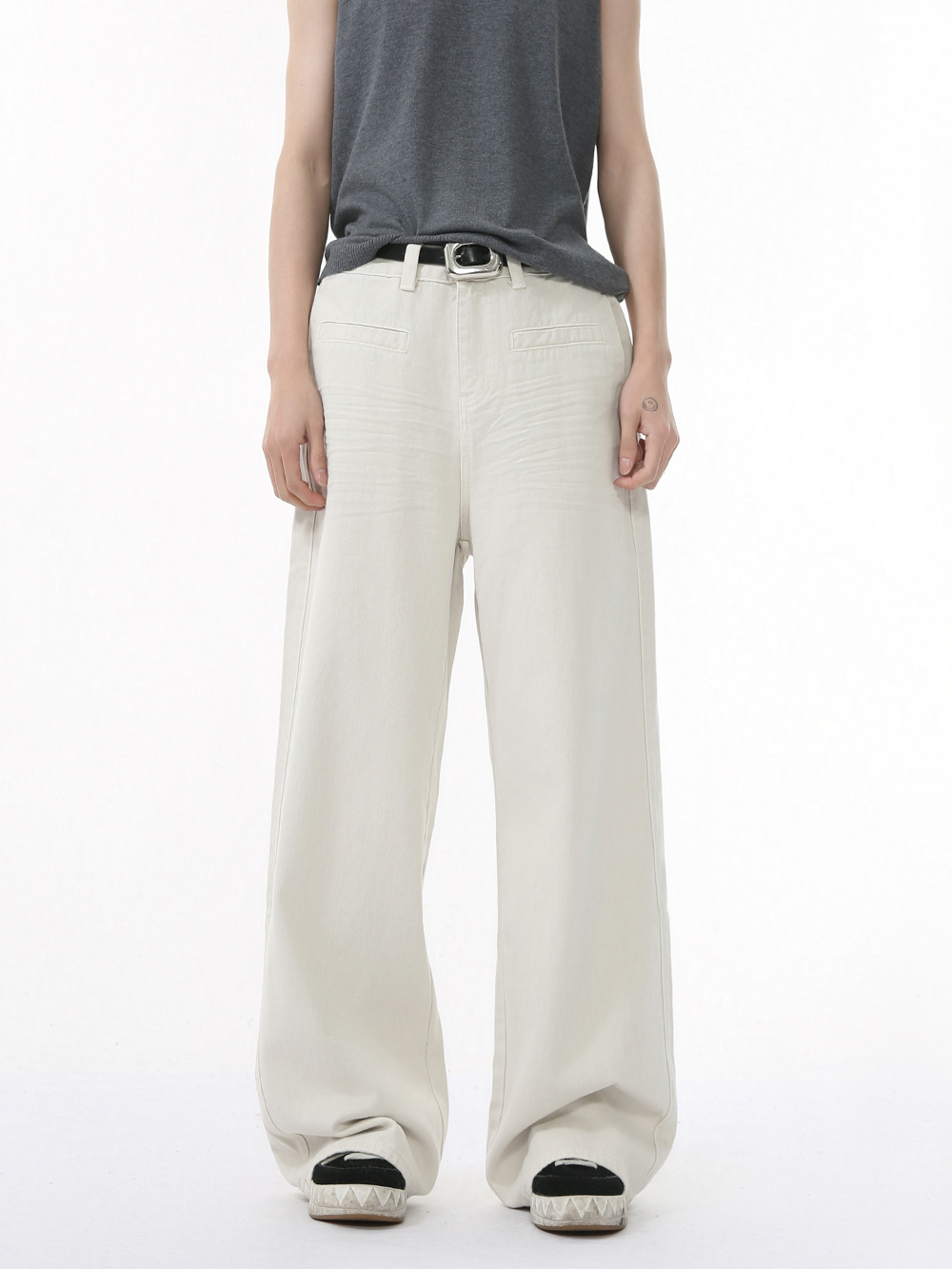 MTLCLOTHES Ropa de hombre | Cuatro estaciones, bolsillo personalizado, desgaste inverso, diseño plisado, color sólido, jeans drapeados, moda