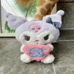 庫洛米惡魔抱巴庫小夥伴愛心掛件卡通毛絨公仔珠鏈包包掛飾