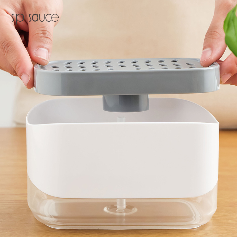 SP SAUCE caja de salida de líquido tipo prensa cepillo de cocina olla detergente estropajo cepillo de limpieza dispositivo de llenado automático