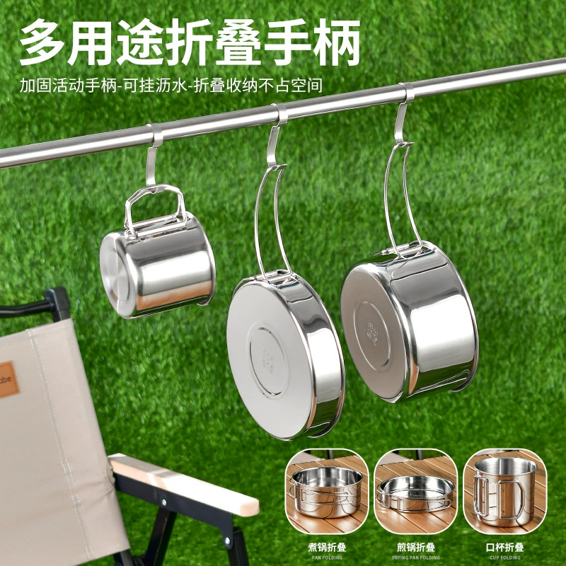 Handheld travel set stainless steel for camping, tableware