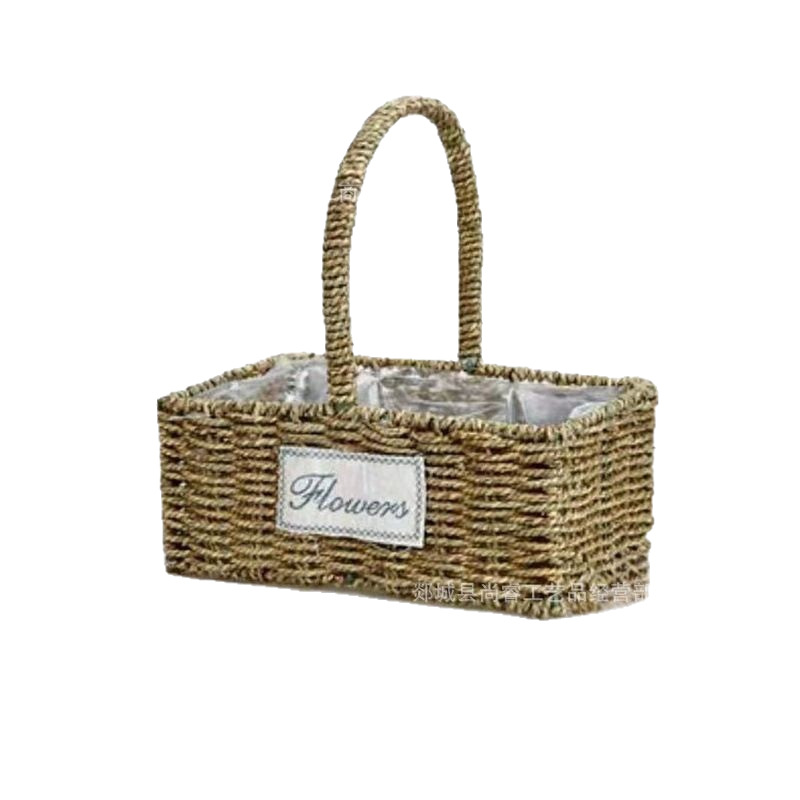 Cestas de flores tejidas a mano tejidas de paja bambú tejidas de flores tejidas a mano imitación de vid y fruta huevo caja de regalo cesta pastoral