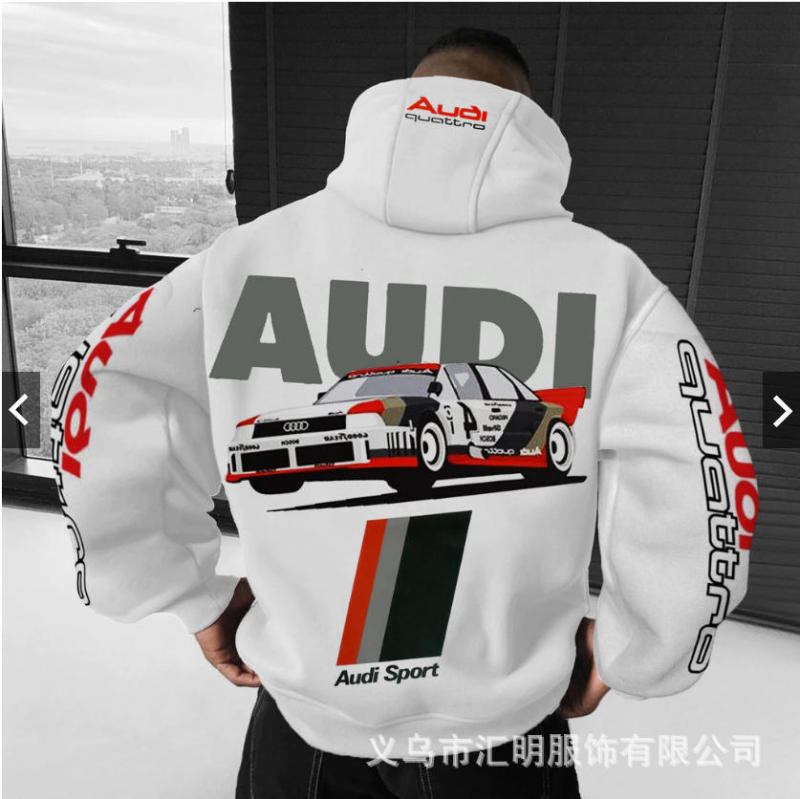 2026 Spring and Autumn New Audi Racing Print Hooded Sweatshirt Cross-Border Motorsport Style Unisex Hoodie 2026 Spring and Autumn New Audi Racing Print Hooded Sweatshirt Cross-Border Motorsport Style Unisex Hoodie