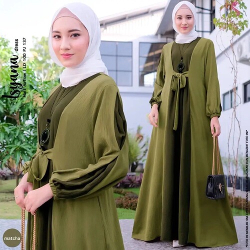 Malay Muslin Women's Middle Eastern Dress Tie Waist Long Sleeve Long Dress Abaya Versatile