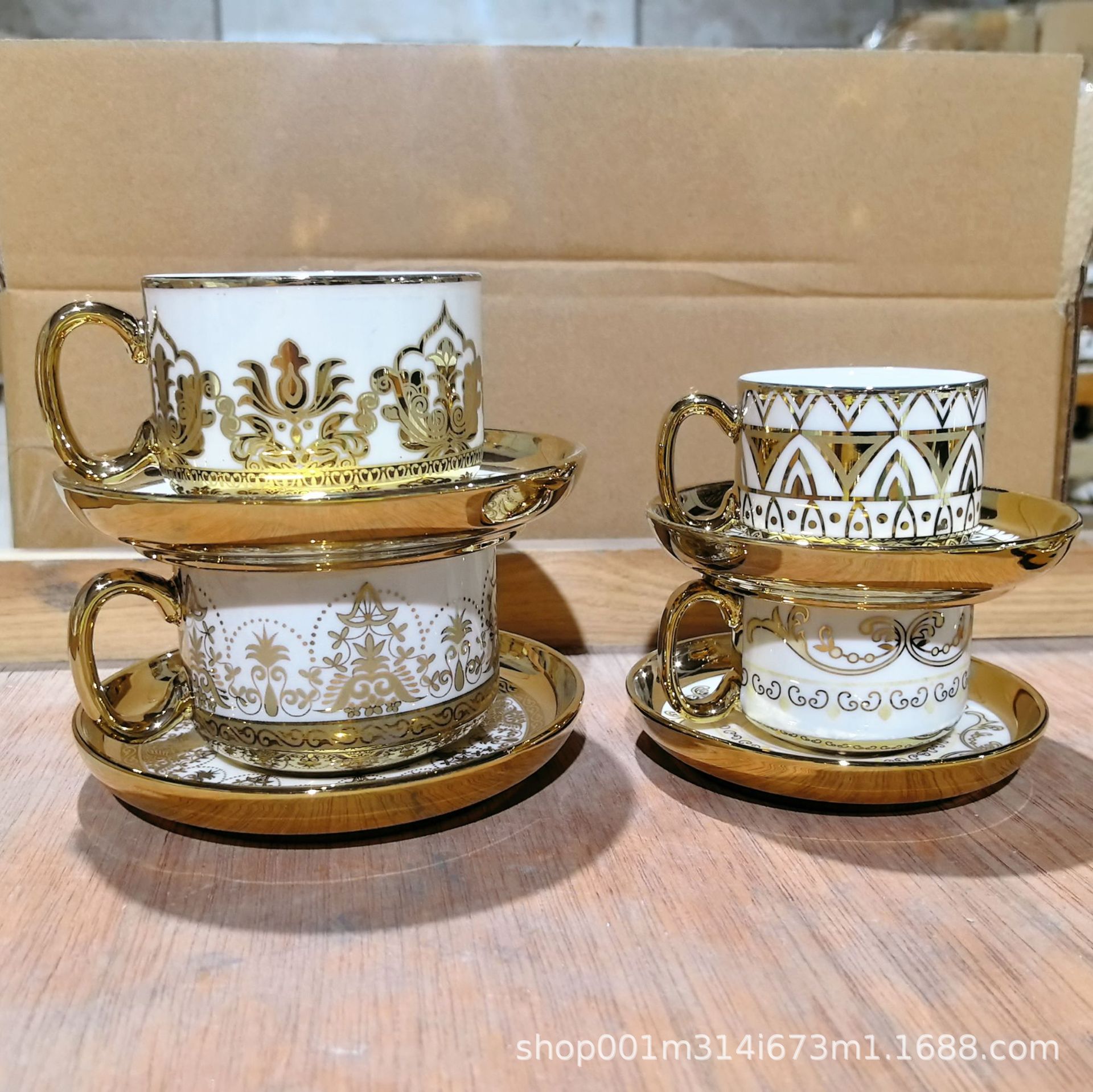 Creativo 6 tazas 6 platos de cerámica galvanizada tazas de café pequeñas tazas de plato tazas de plato set tamaño de té de la tarde regalos set de té