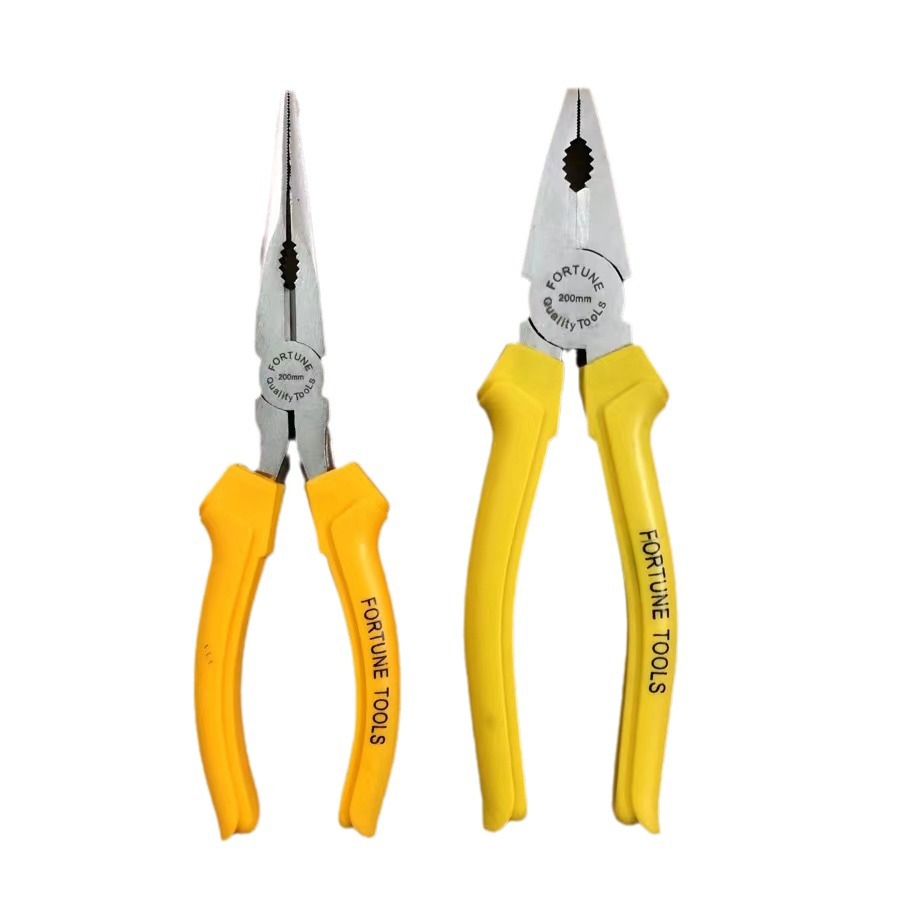 Fuwang boutique herramientas alicates de alambre alicates de goma pinza de 8 pulgadas mango amarillo alicates de goma de níquel blanco en stock al por mayor