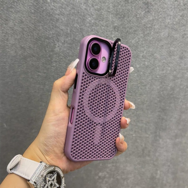 Apple 16 携帯電話ケースに適したレンズホルダー夏ハニカム中空放熱 iPhone15promax 磁気吸引新|undefined