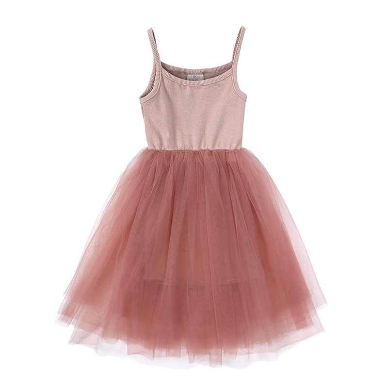 Cotton Fabric Type Princess Cute Solid Color Cotton Girls Dresses